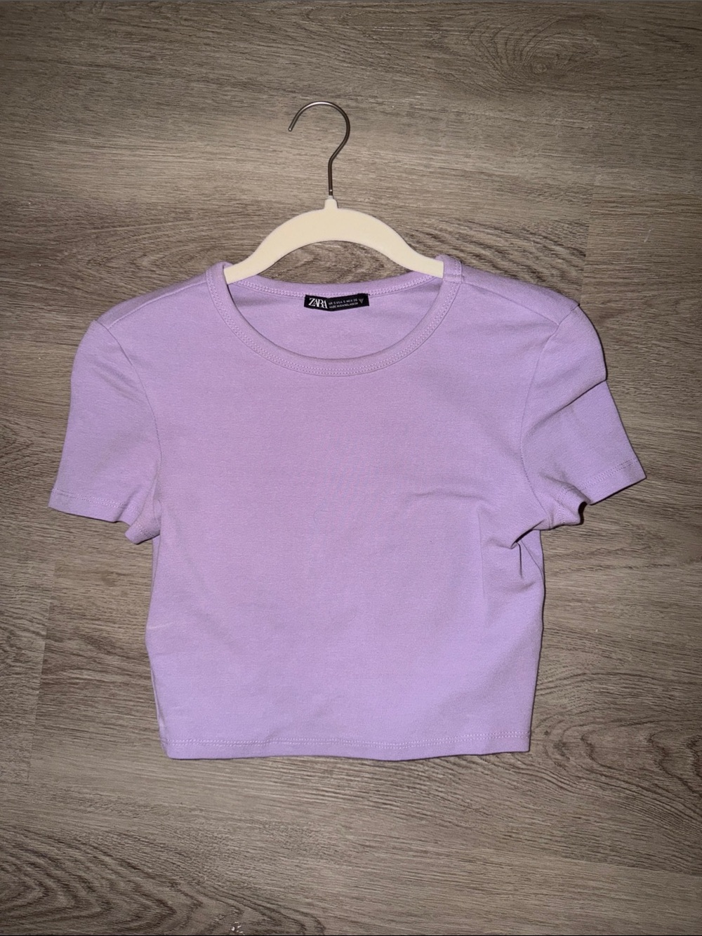 Zara Pastel Purple Short Sleeve Crop Top